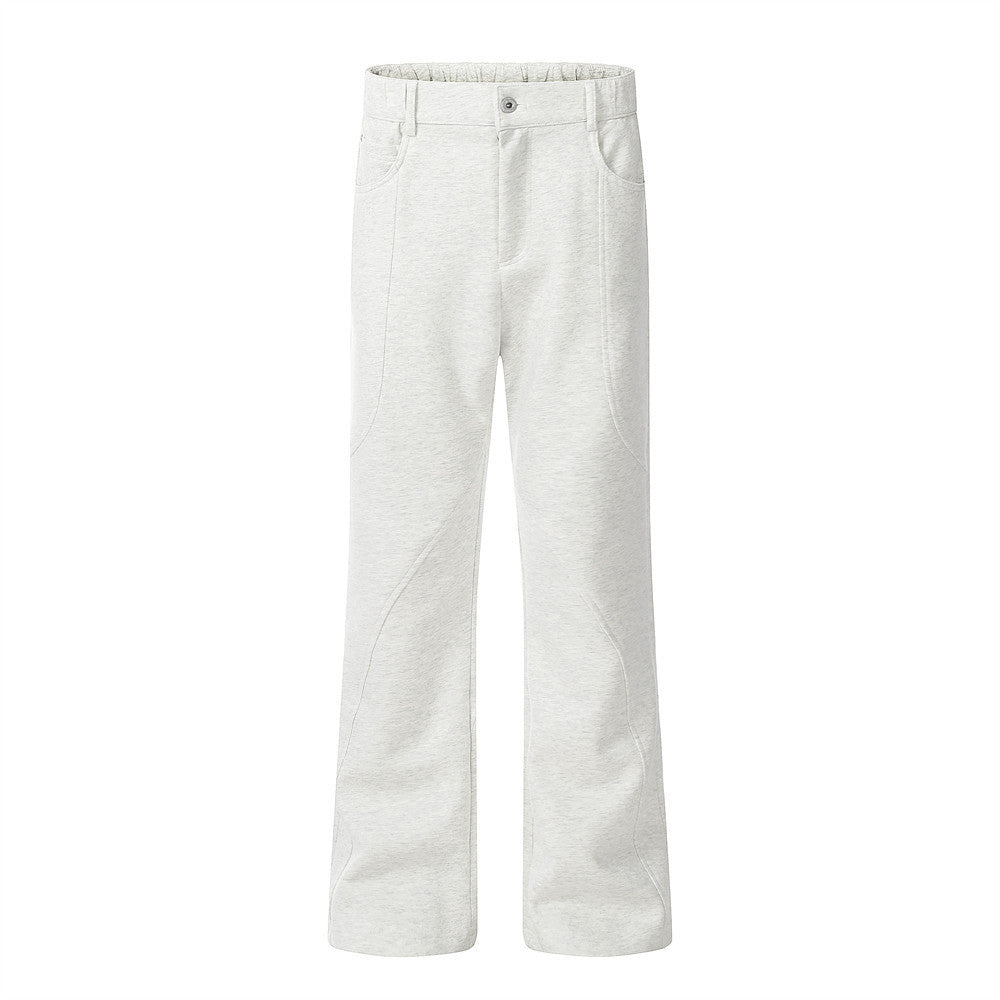 Loose Casual Trousers Men's High Street Split Stitching Design Pocket Solid Color Wide-leg Pants