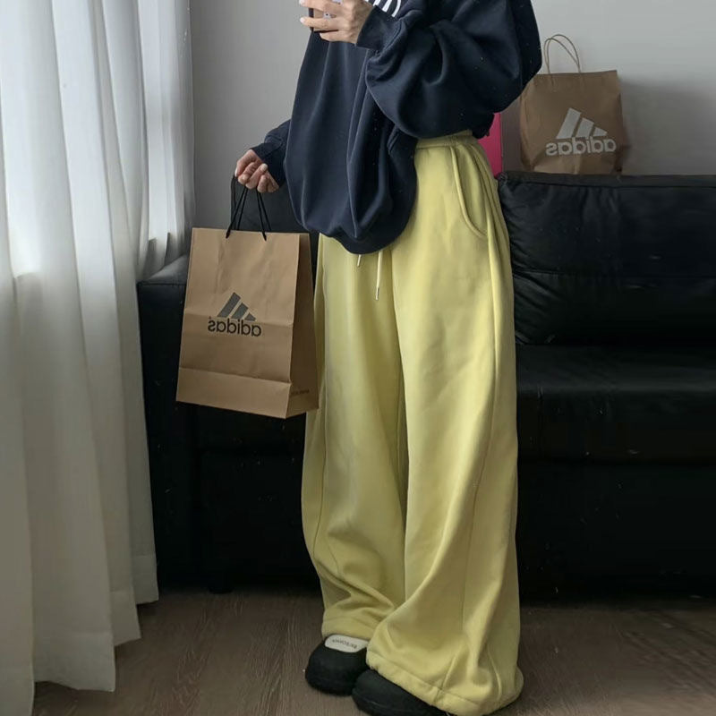 Thick Loose Drawstring Wide Leg Sweatpants