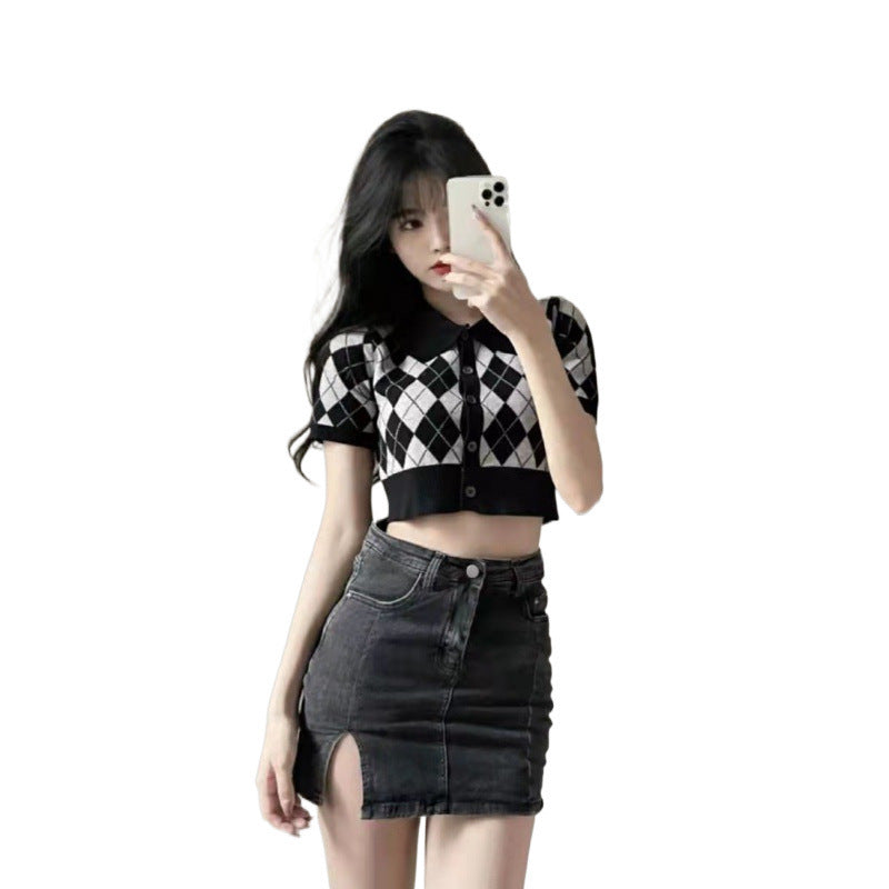 Slit Black Denim Skirt For Women