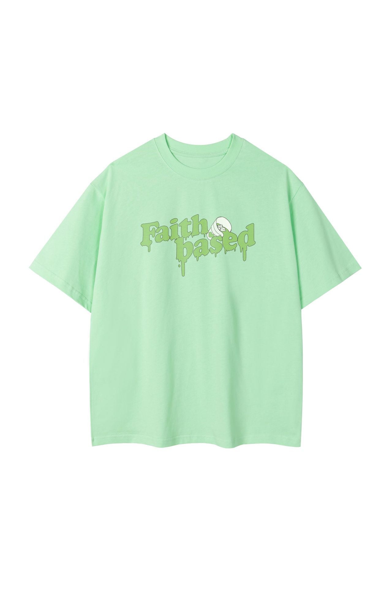 Creative Liquefied Letter Short Sleeve American Heavy Pure Cotton Loose T-shirt