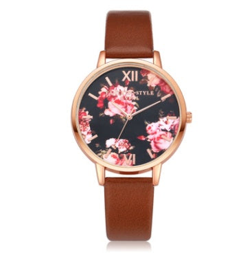 Fashion Leather Strap Rose Gold Watch
