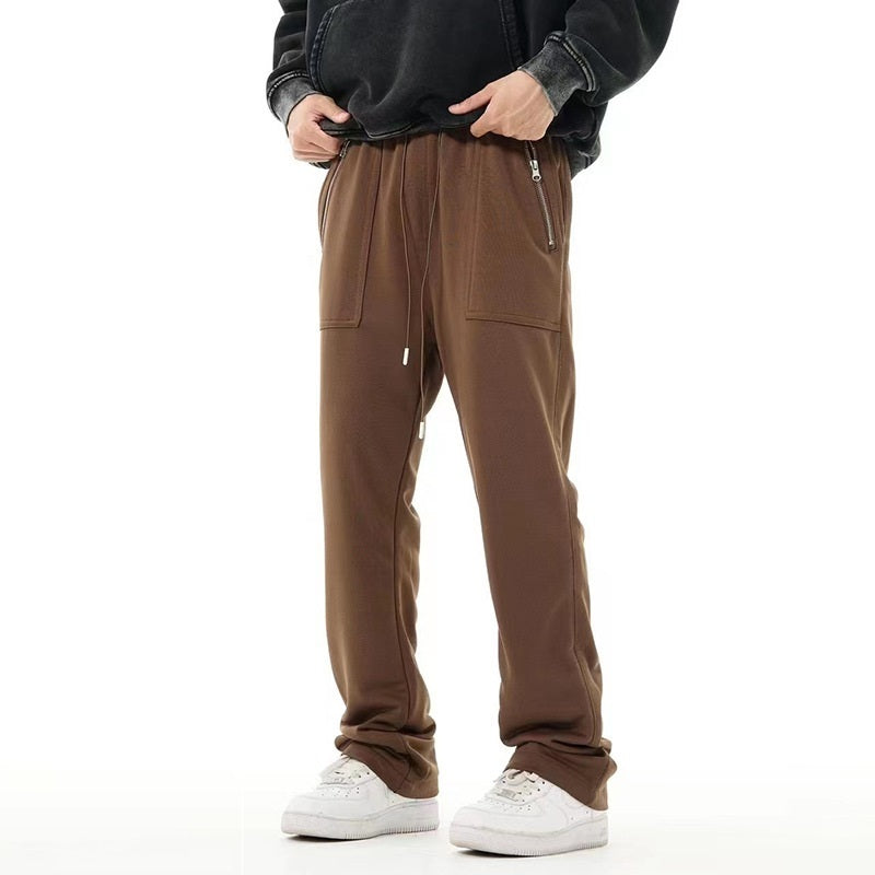American-style Vintage Zipper Pocket Drawstring Sweatpants