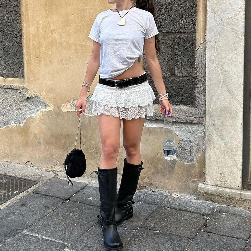 Pure Sexy Lace Low Waist Skirt Pants French