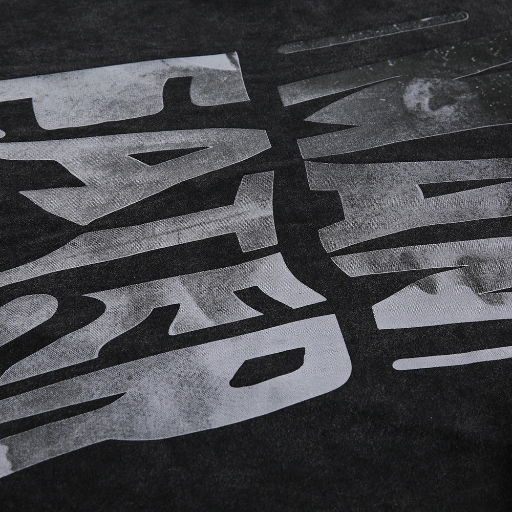 Dark Style Distressed Letter Print Short-sleeve Men