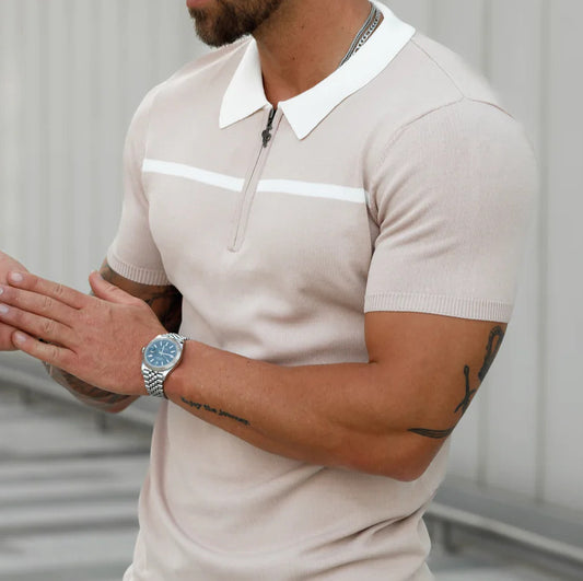 Men's Fashion Stitching Collision Color Short-sleeved Top