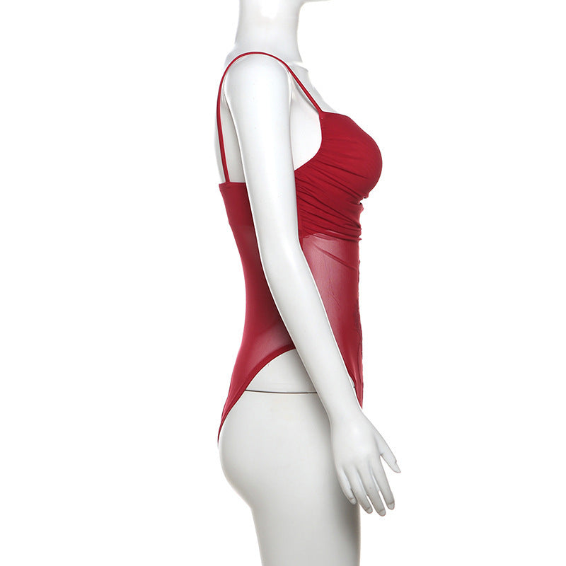 Women's Clothing Slim Street Fashion Suspenders Sexy Backless Bodysuit