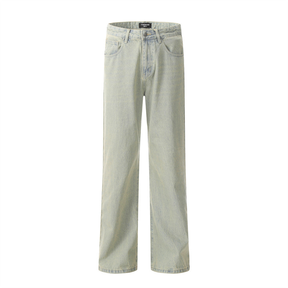 Mud Dyed Denim Straight-leg Pants Men