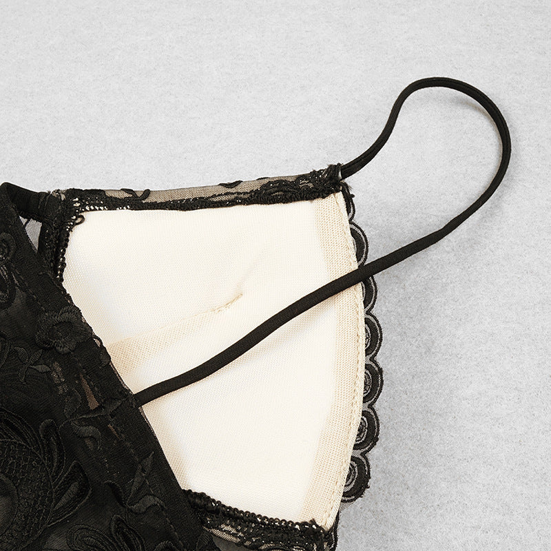 Lace Sling Elastic Two-Piece Vest Hip Skirt