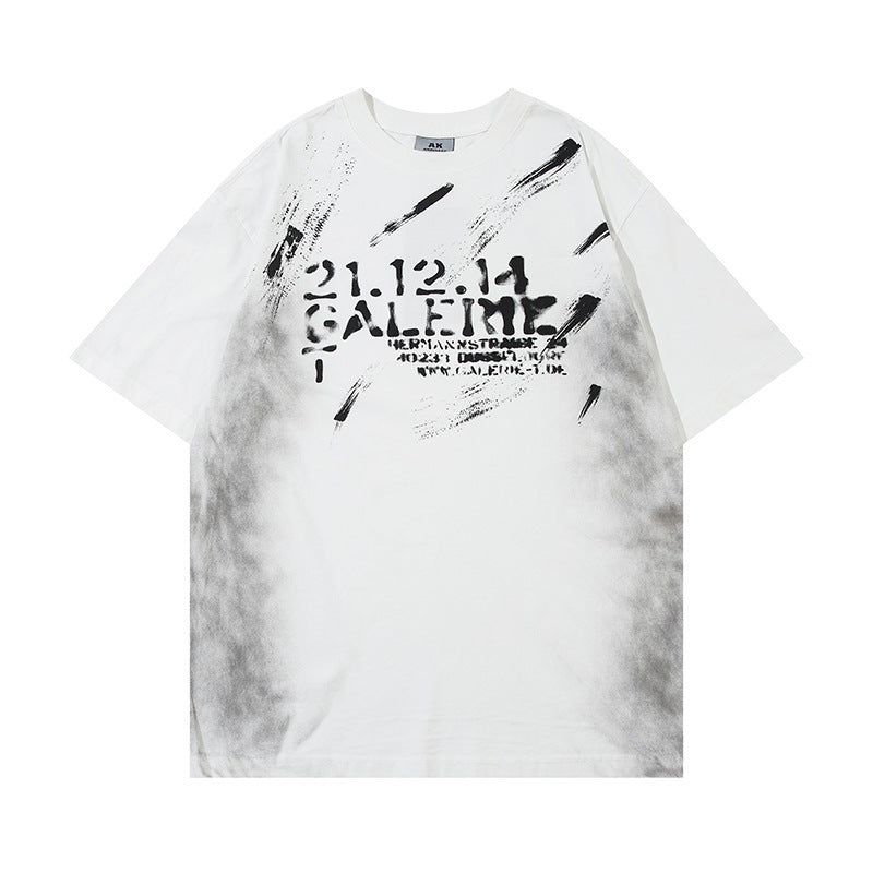 Men's Painting Dirty Cotton Short-sleeved T-shirt