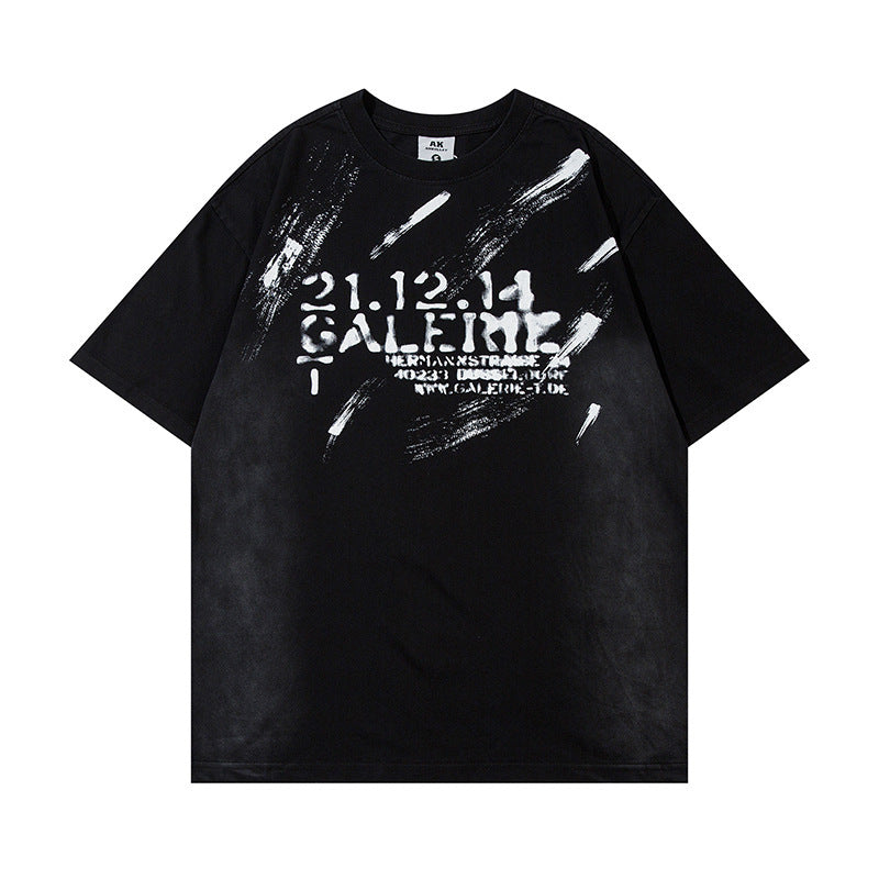Men's Painting Dirty Cotton Short-sleeved T-shirt