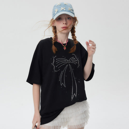 Men's Bow Rhinestone Short Sleeve Top