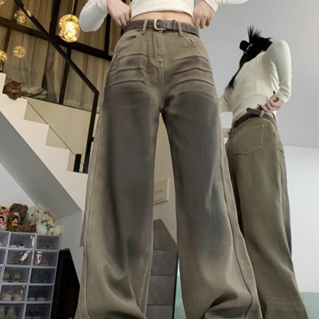 Loose High Waist Slimming Straight Leg Wide Leg Floor Pants For Women