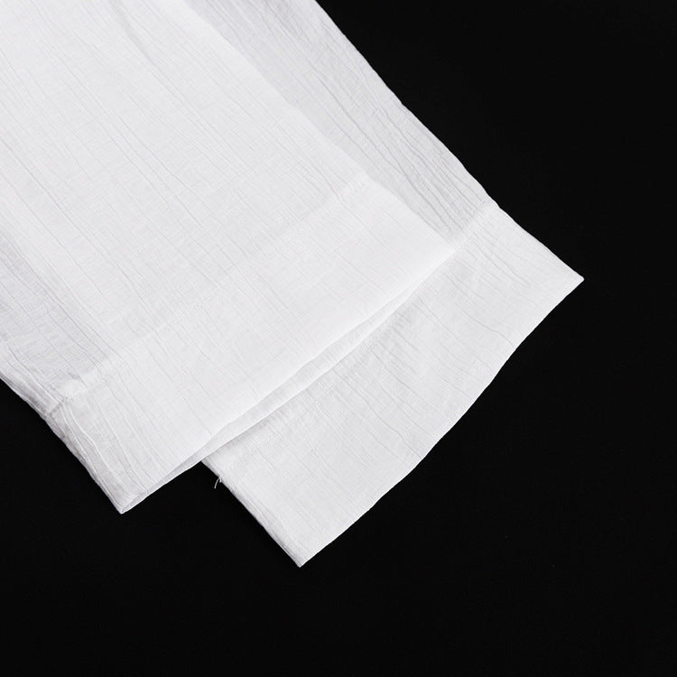 French Style Long Sleeve Lace-up Top Loose Shorts Suit