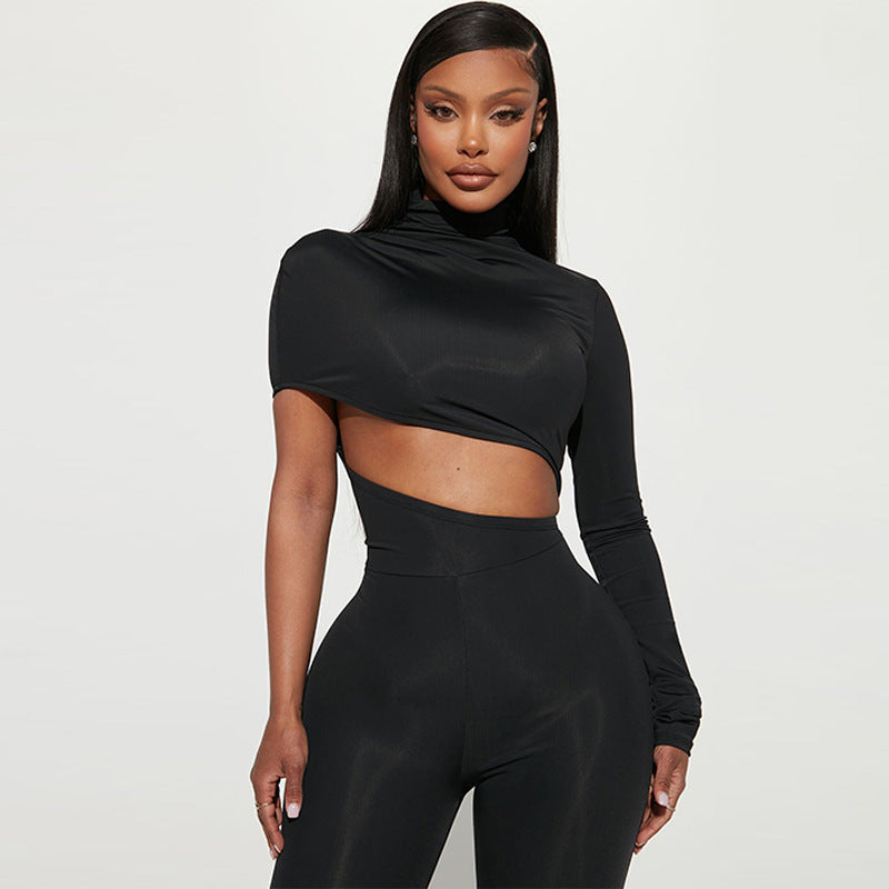 New Personality High Elastic Shoulder Long Sleeve Jumpsuit