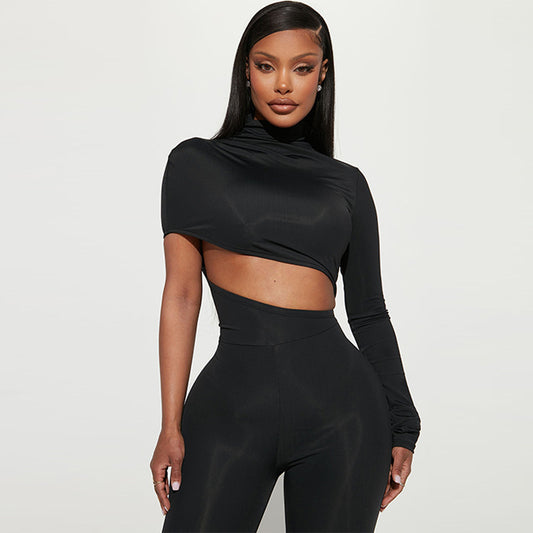 New Personality High Elastic Shoulder Long Sleeve Jumpsuit