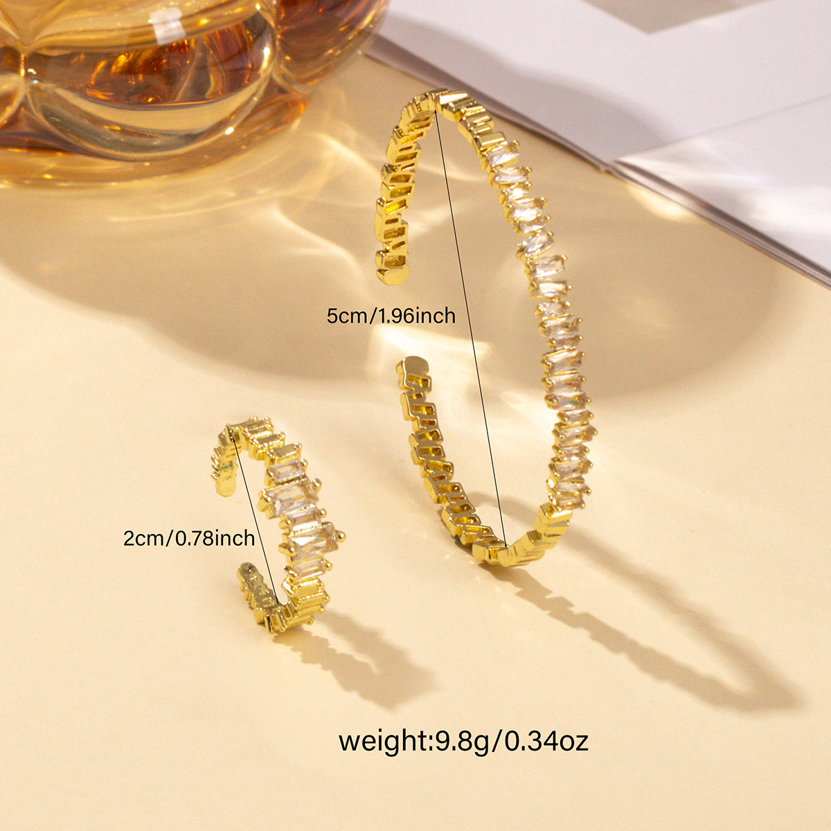 2pcs Fashionable Women's Cubic Zirconia Decorative Wristband, Irregularly Inlaid With Open Wristband Rings