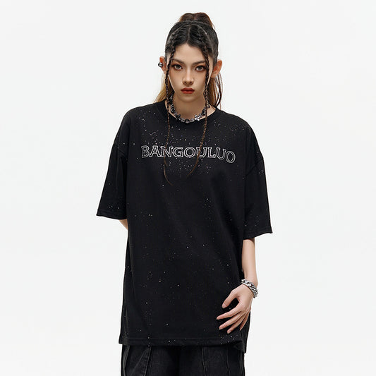 Starry Sky Letter Print Short-sleeve Men