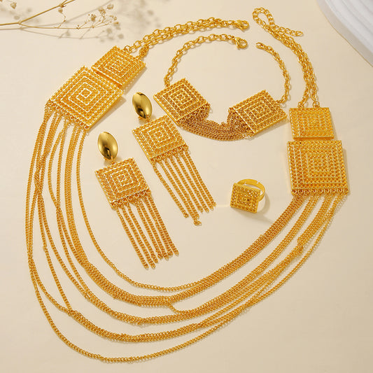 5pcs Fashion Ladies 18k Gold Plated Jewelry Set