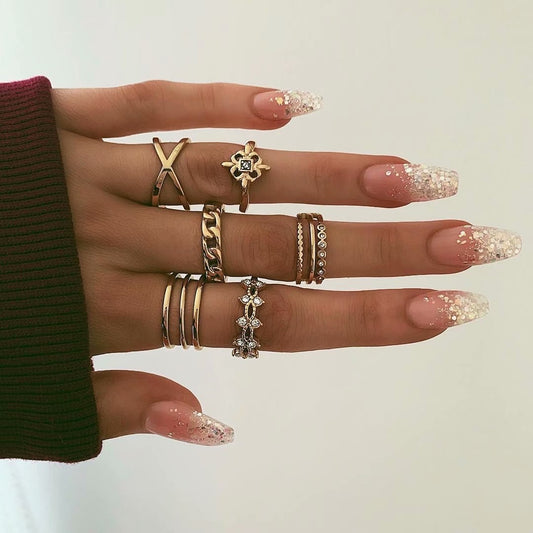 Retro Personality 8 Pieces Set Rings