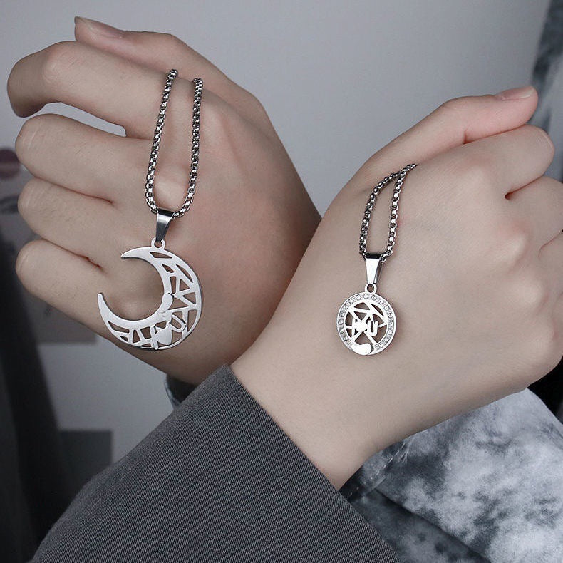 Sun Moon Stitching Hollow Sun Moon Necklace