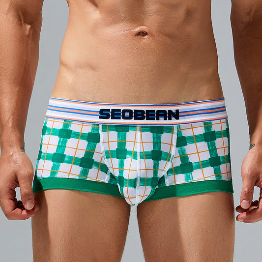 Fashion Personality Plaid Men's Low Waist Boxers