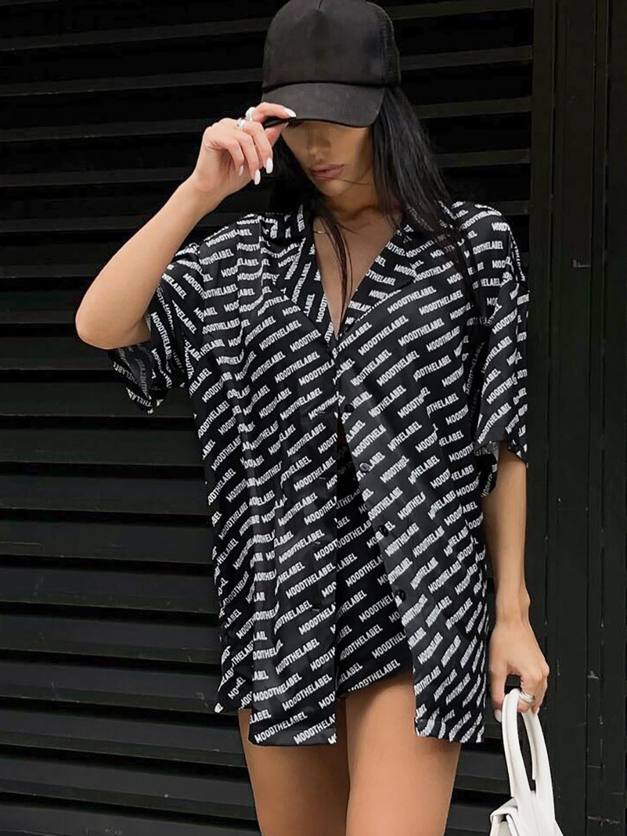 Women's Fashion Casual Loose Printed Two-piece Suit