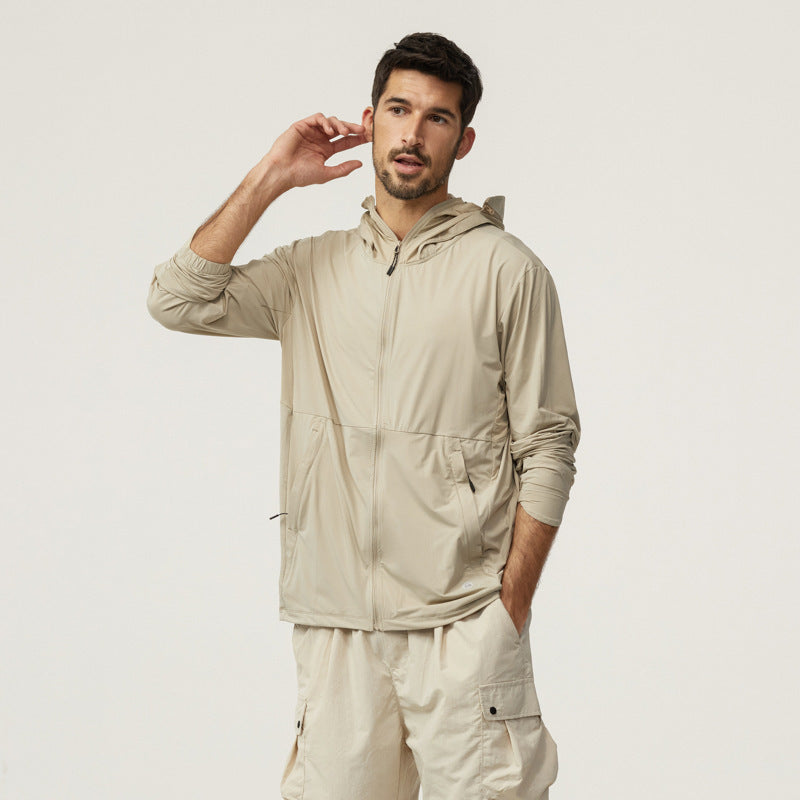Sun Protection Clothing Men's Summer Thin Ice Silk Long Sleeve Hooded