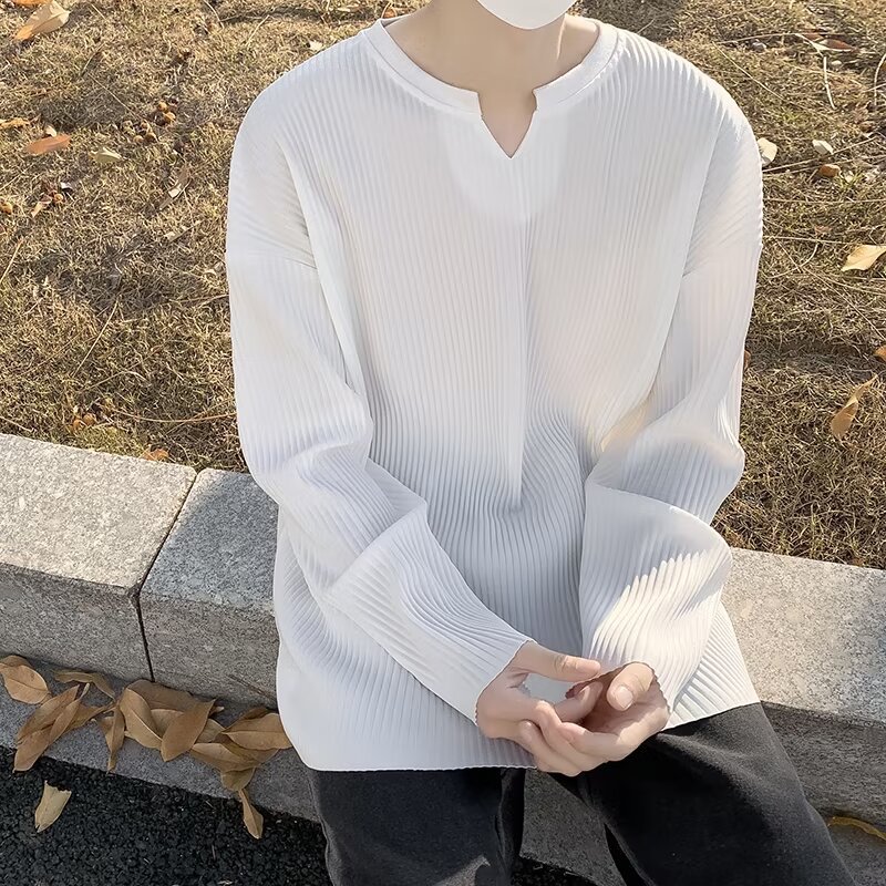 Plus Size Striped Texture Draping Solid Color