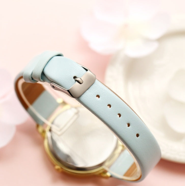 Fashion Leather Strap Rose Gold Watch