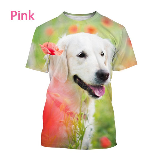 Men's And Women's Casual Golden Retriever 3D Printing T-shirt Fashion Short Sleeve