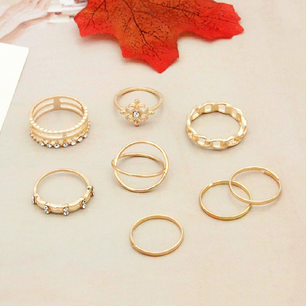 Retro Personality 8 Pieces Set Rings
