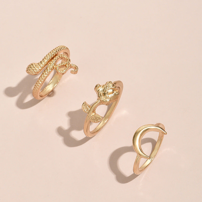 Simple Style Sweet Three-piece Ring Set