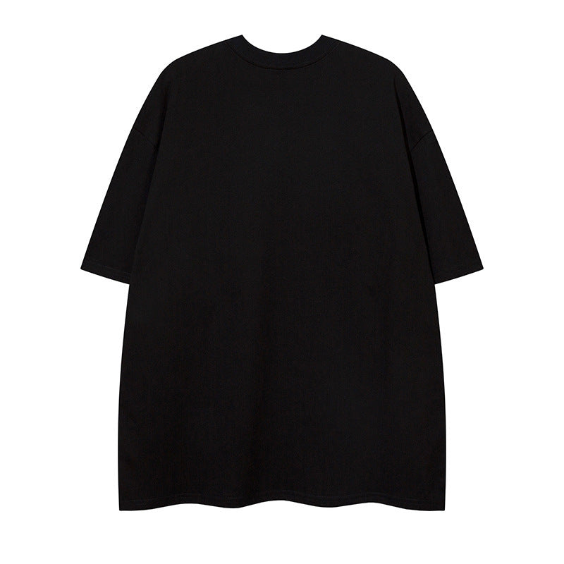 Letter Wave Print Short-sleeved T-shirt For Men