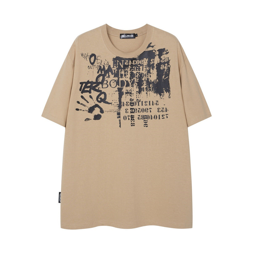 Palm Print Abstract Printing Short Sleeve Men