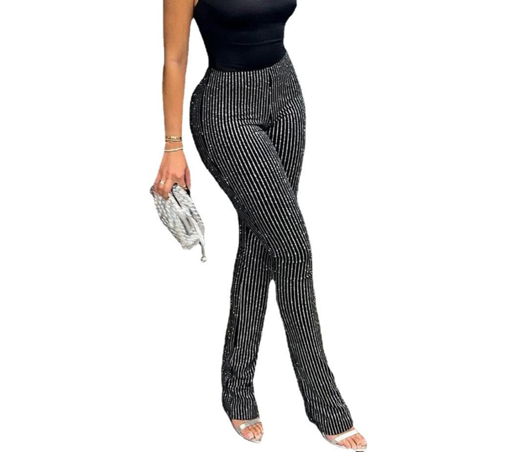 New Fashion Simple Heavy Industry Slimming Rhinestone Shiny Slim Fit Leggings