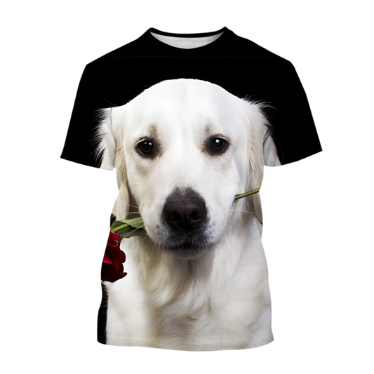 Casual Golden Retriever 3D Printing T-shirt Fashion Short Sleeve