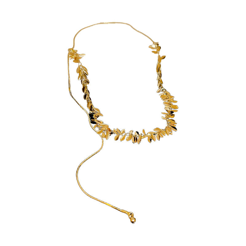 Sequined Wheat Tassel Necklace Clavicle Chain Female