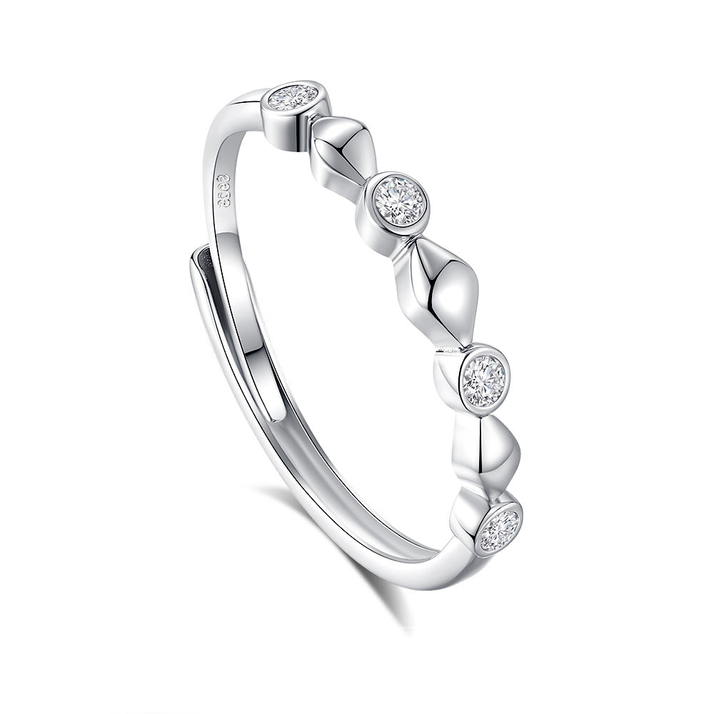 Square And Round Couple Affordable Luxury Fashion Zircon Diamond S925 Silver Ring