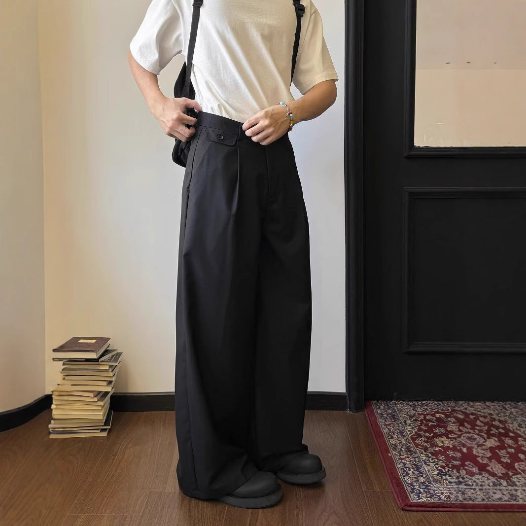 Solid Color Draping Casual Suit Pants Men's Straight Loose Wide-leg Pants