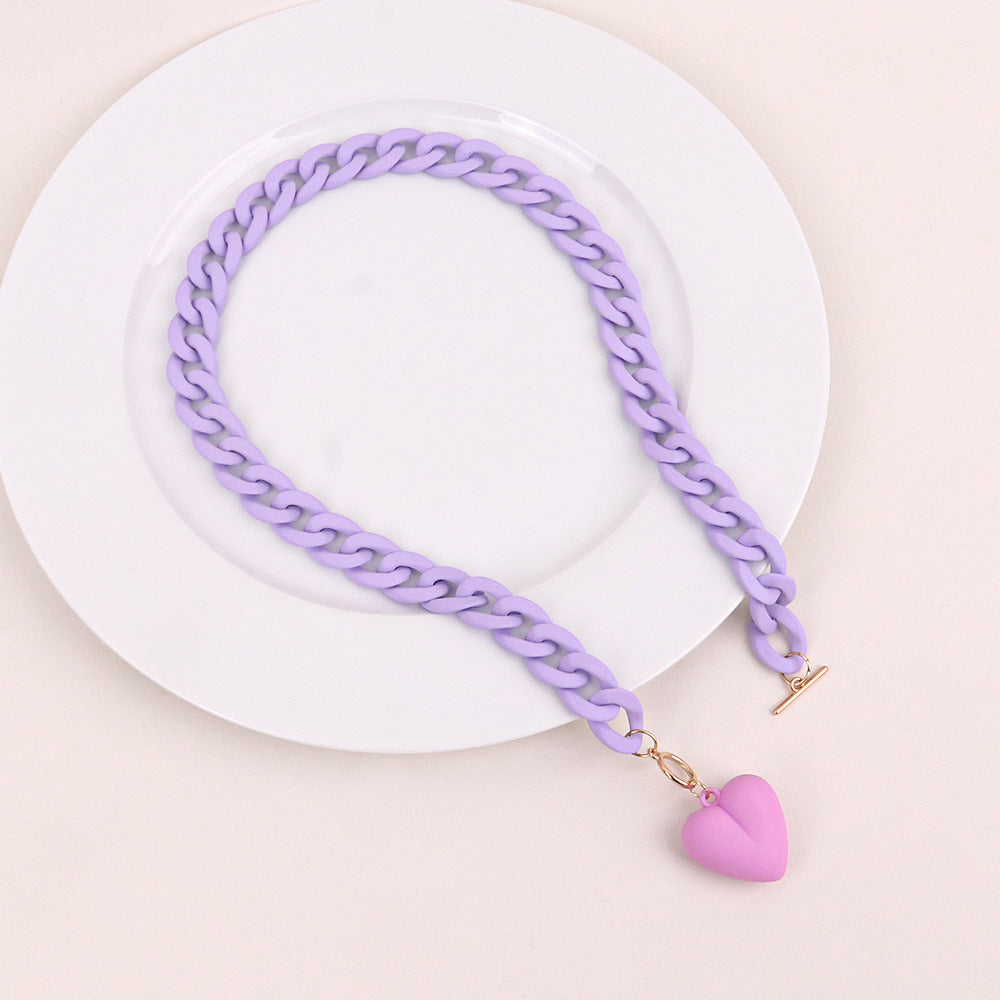 Heart-shaped Pendant Acrylic Personality Necklace