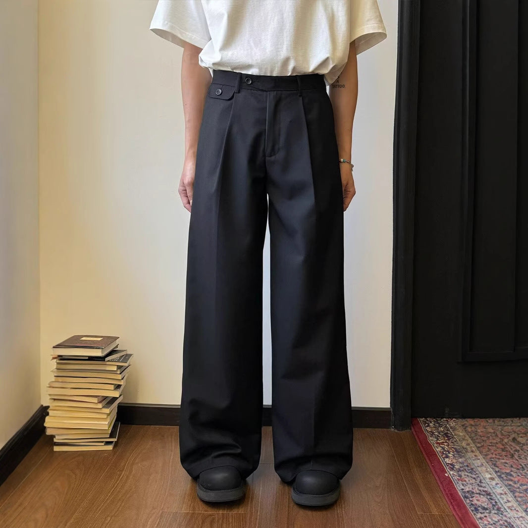 Solid Color Draping Casual Suit Pants Men's Straight Loose Wide-leg Pants