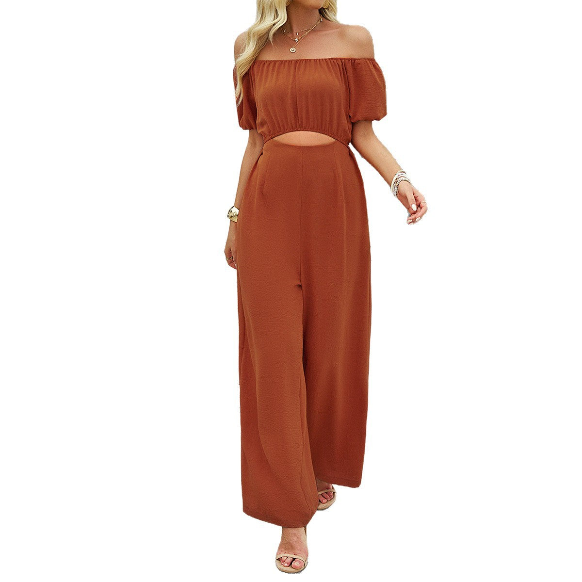Casual Off-shoulder Cropped Jumpsuit For Women