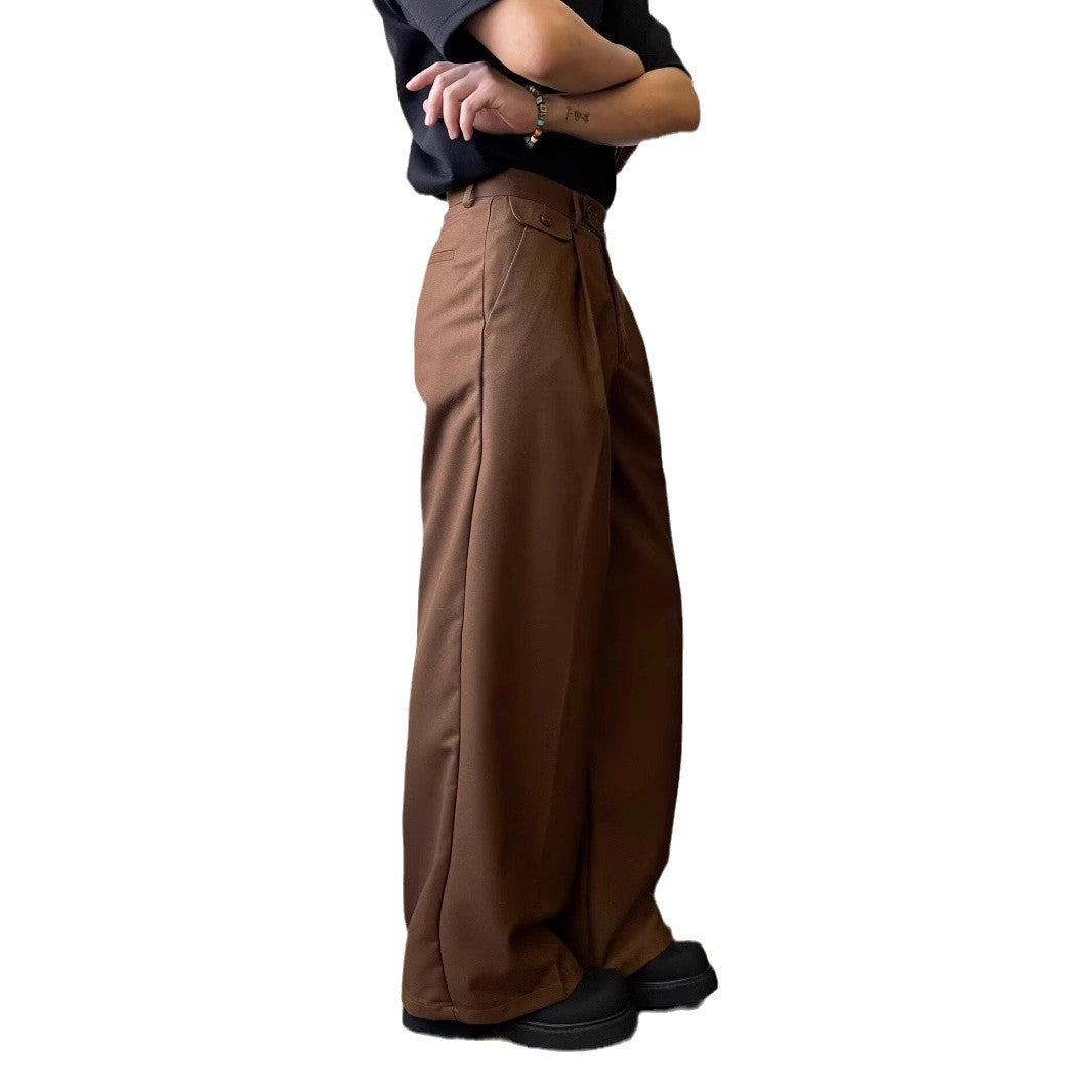 Solid Color Draping Casual Suit Pants Men's Straight Loose Wide-leg Pants