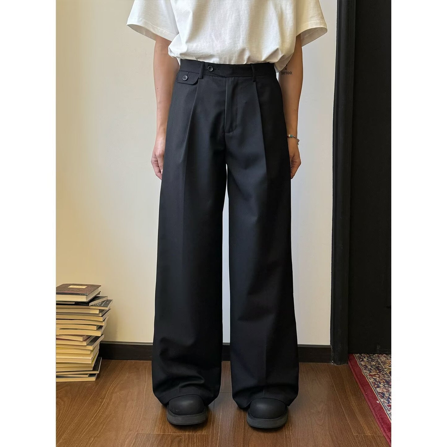 Solid Color Draping Casual Suit Pants Men's Straight Loose Wide-leg Pants