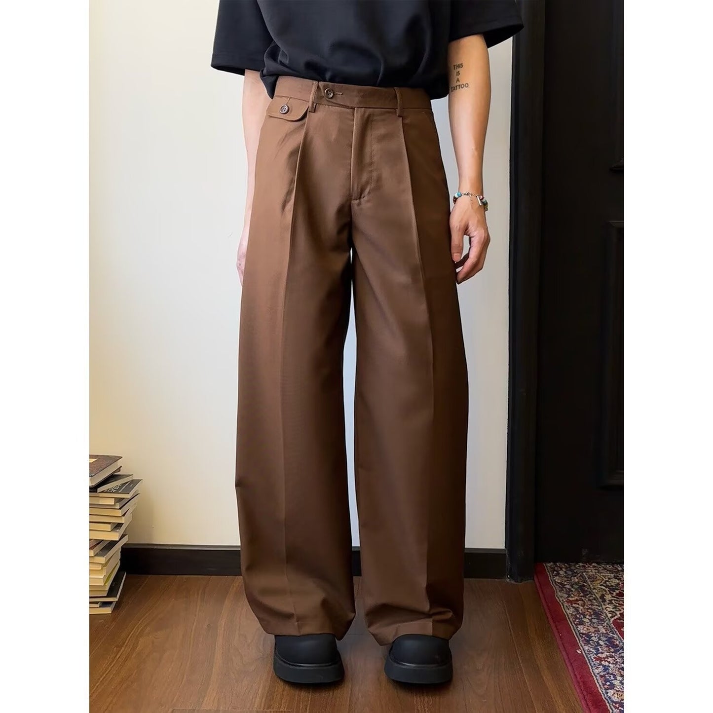 Solid Color Draping Casual Suit Pants Men's Straight Loose Wide-leg Pants