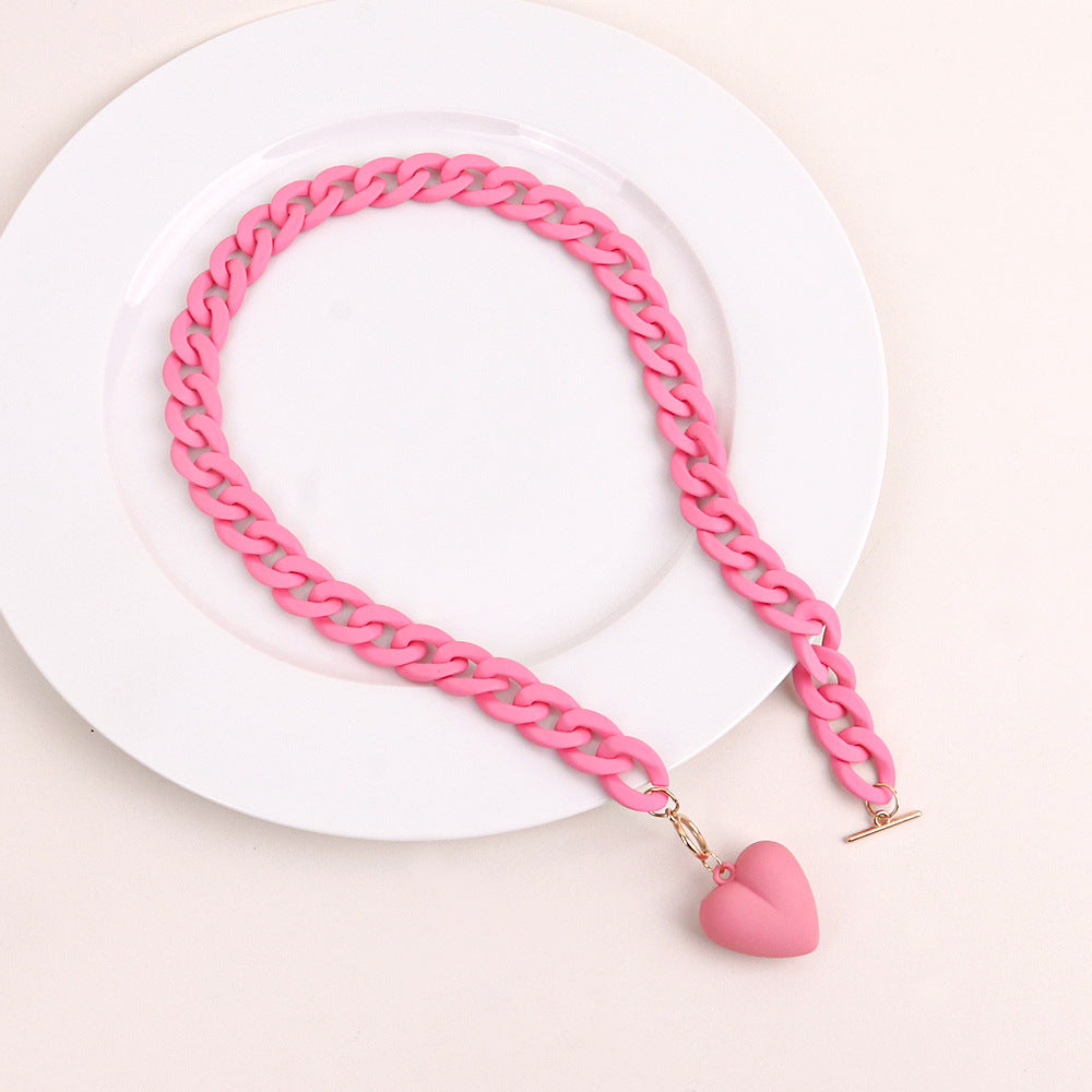 Heart-shaped Pendant Acrylic Personality Necklace
