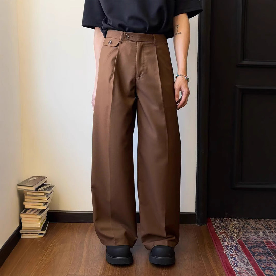 Solid Color Draping Casual Suit Pants Men's Straight Loose Wide-leg Pants