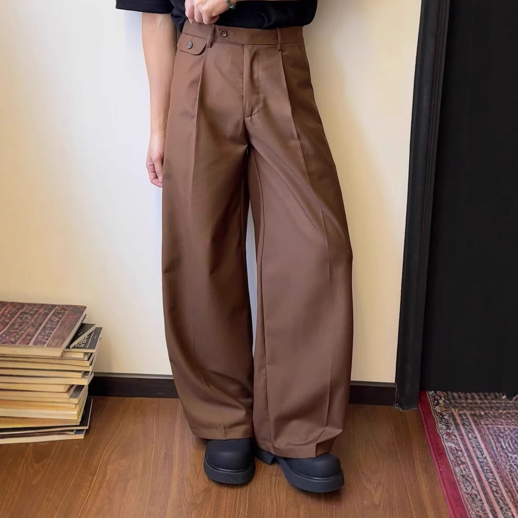 Solid Color Draping Casual Suit Pants Men's Straight Loose Wide-leg Pants