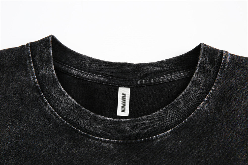 Dark Style Distressed Letter Print Short-sleeve Men