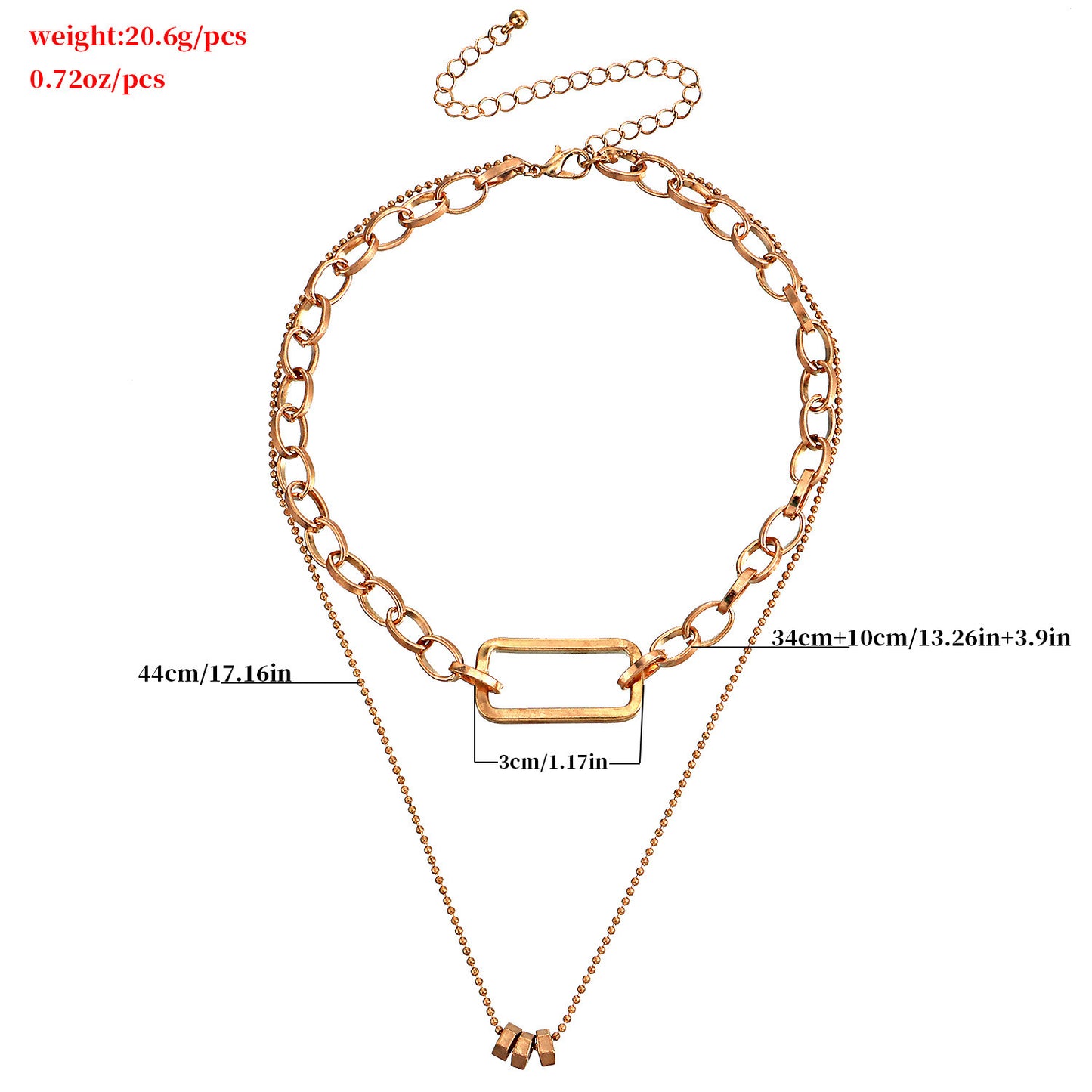 Geometric Exaggerated Bamboo Clavicle Chain Hollow Rectangular Necklace Women